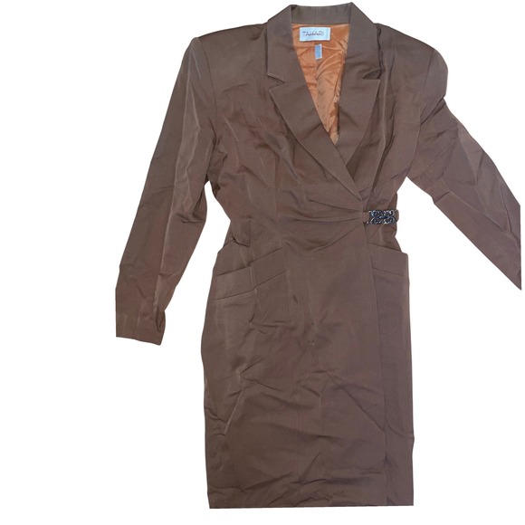Vintage 90s Tahari blazer jacket‎ dress size 2 brown - Picture 1 of 4